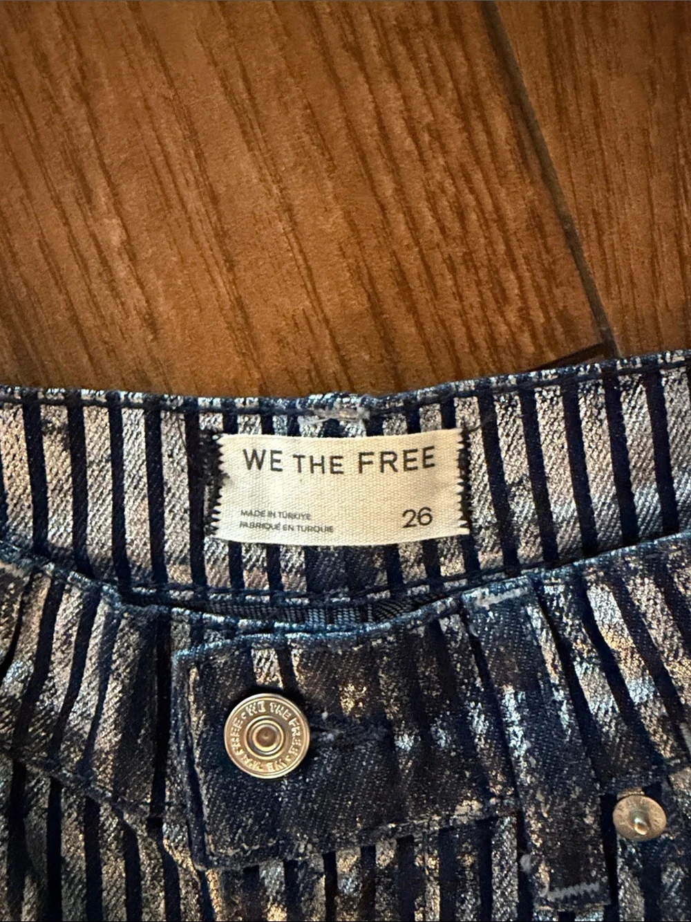 Free People West Coast Relaxed Metallic Flare Jeans- size 26